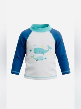 NWOT Little Me Baby Boy Long Sleeve Swim Rashguard Whale Print 12-18M